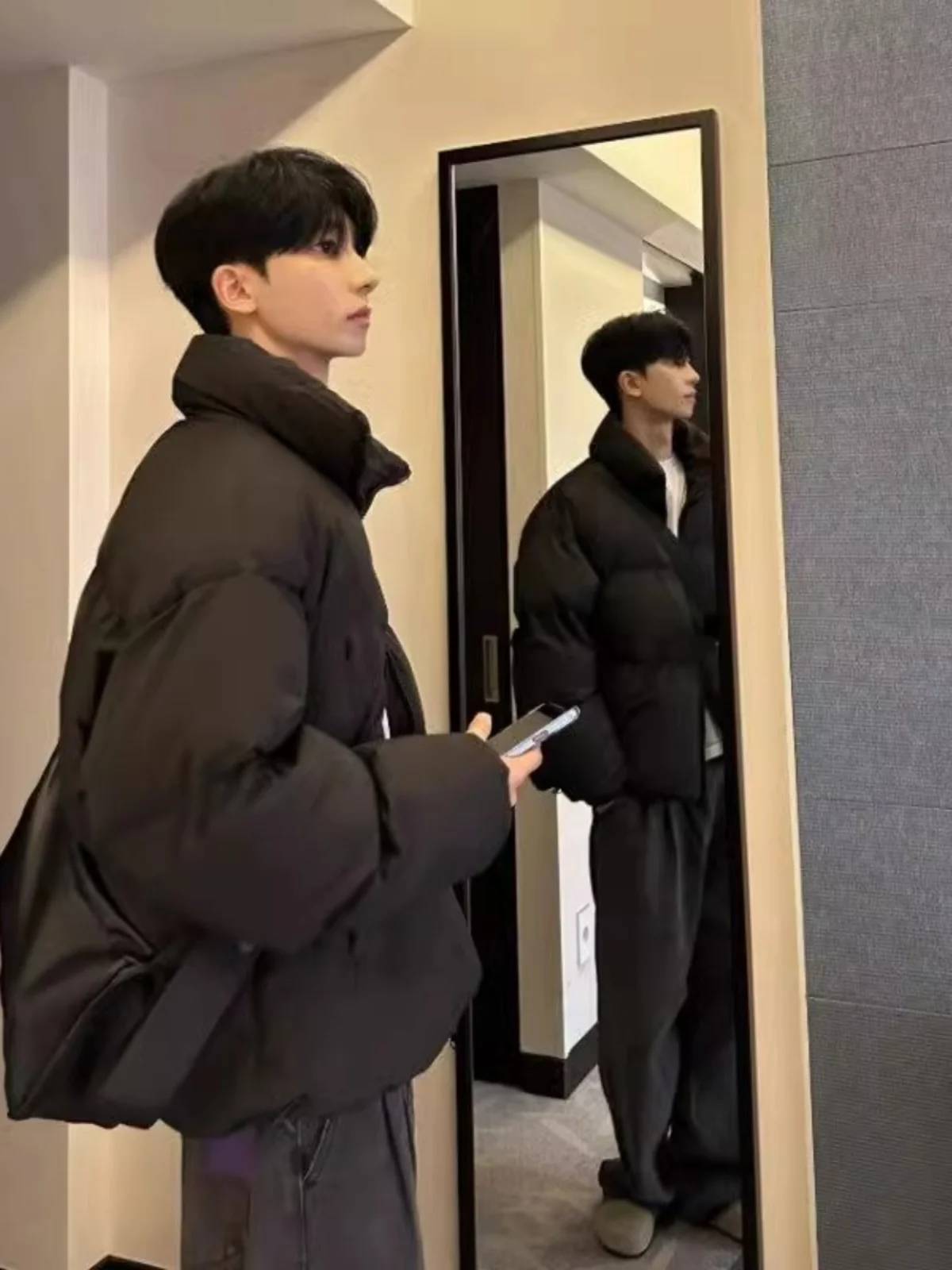 

Мужская зимняя утепленная куртка Bla Cleanfit из хлопка с наполнителем, воротником-стойкой, в корейском стиле, повседневная