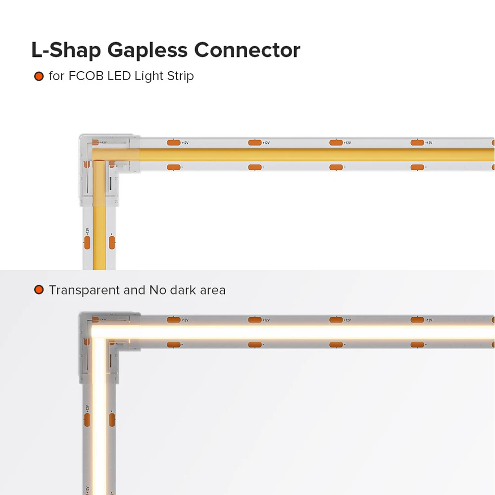 Cover Connectors 4 PCS Transparent L Shape for 2pin 8mm 10mm DIM 3pin 4pin 10mm CCT RGB FCOB FOB COB LED Strip Lights Solderless