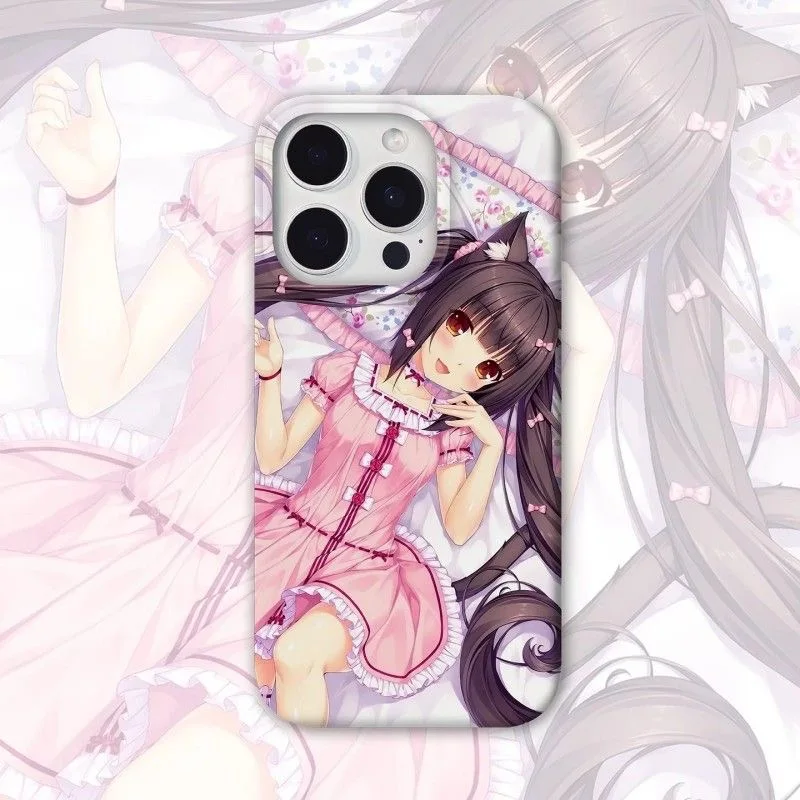Coque de téléphone protectrice Anime Nekopara Chocola Cat Girl pour iPhone 17 16 15 14 13 12 11 18 Pro Max, coque en TPU antichoc