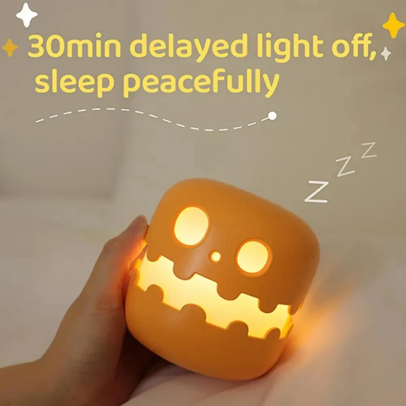 Spooky Halloween Pumpkin Night Light Jack-o'-Lantern Halloween Decorations LED Pumpkin Light Suitable for Porch Parties