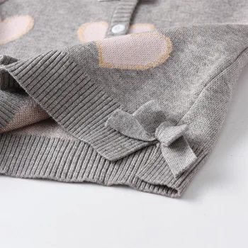 Girls' Pink Heart Knit Cardigan 4 VIKITA Toddlers Girls Pink Heart Print Knitted Cardigan Kids Gray Sweater Coat Girls Soft Button Casual Warm Knitwear Tops 4