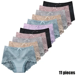 11 pieces of cotton underwear, ladies lace briefs, large size, soft and comfortable, girls underwear on sale