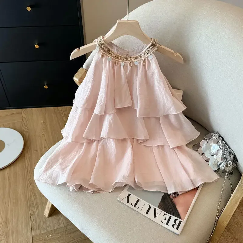 صيف جديد أنيق الرسن قمصان النساء الكورية موضة الديكور الكشكشة المرقعة الوردي البلوزات السيدات بلا أكمام بلايز عادية #1