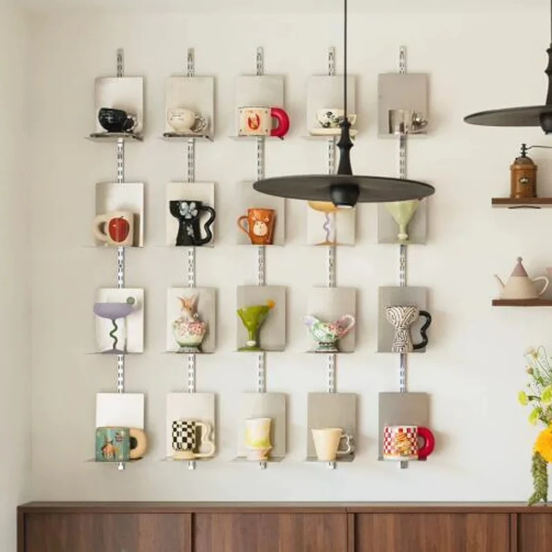 

Shelf, wall-mounted decorative wine glass rack, storage display milk tea shop coffee bar