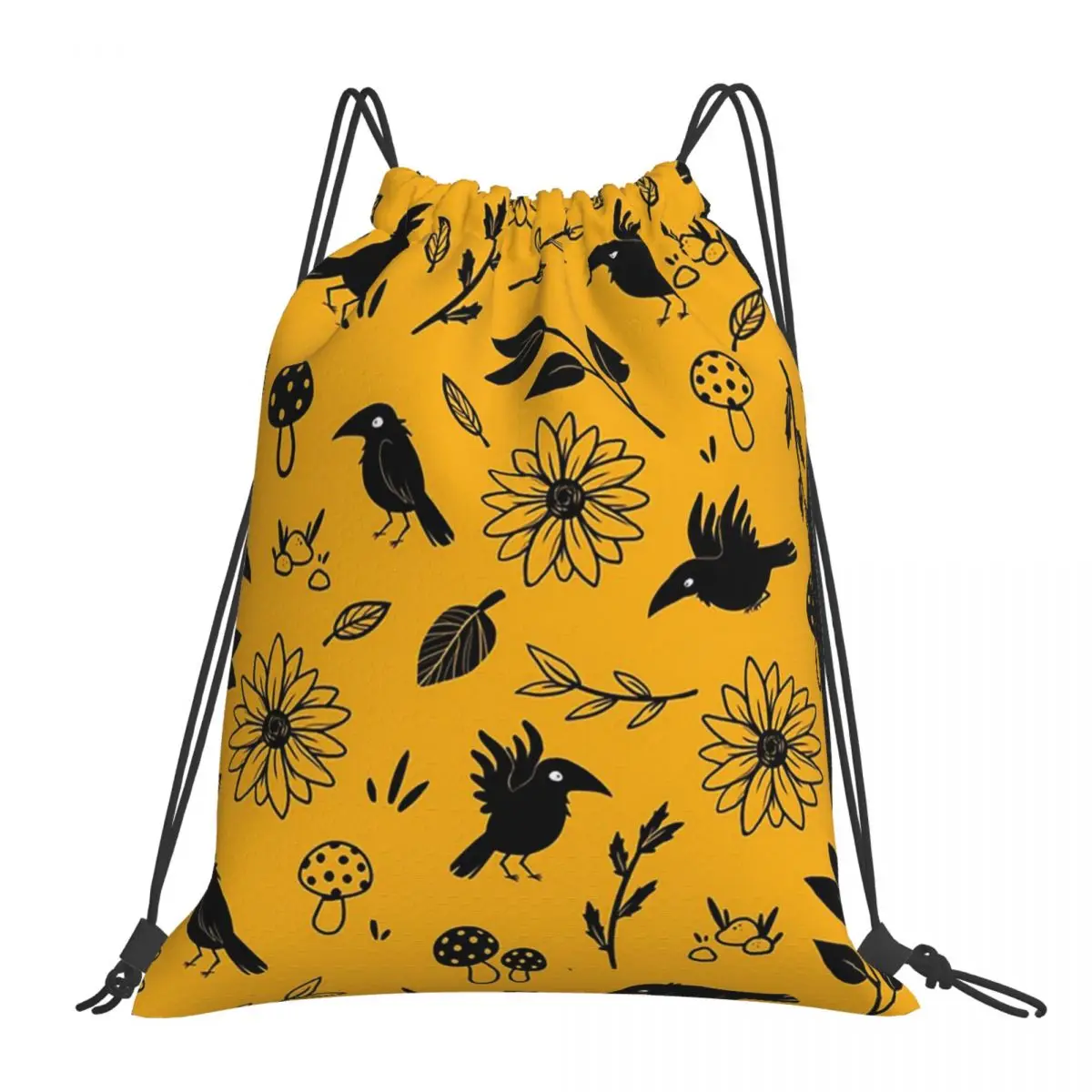 

Crows And Foliage Backpacks Casual Portable Drawstring Bags Drawstring Bundle Pocket Sports Bag Book Bags For Man Woman School