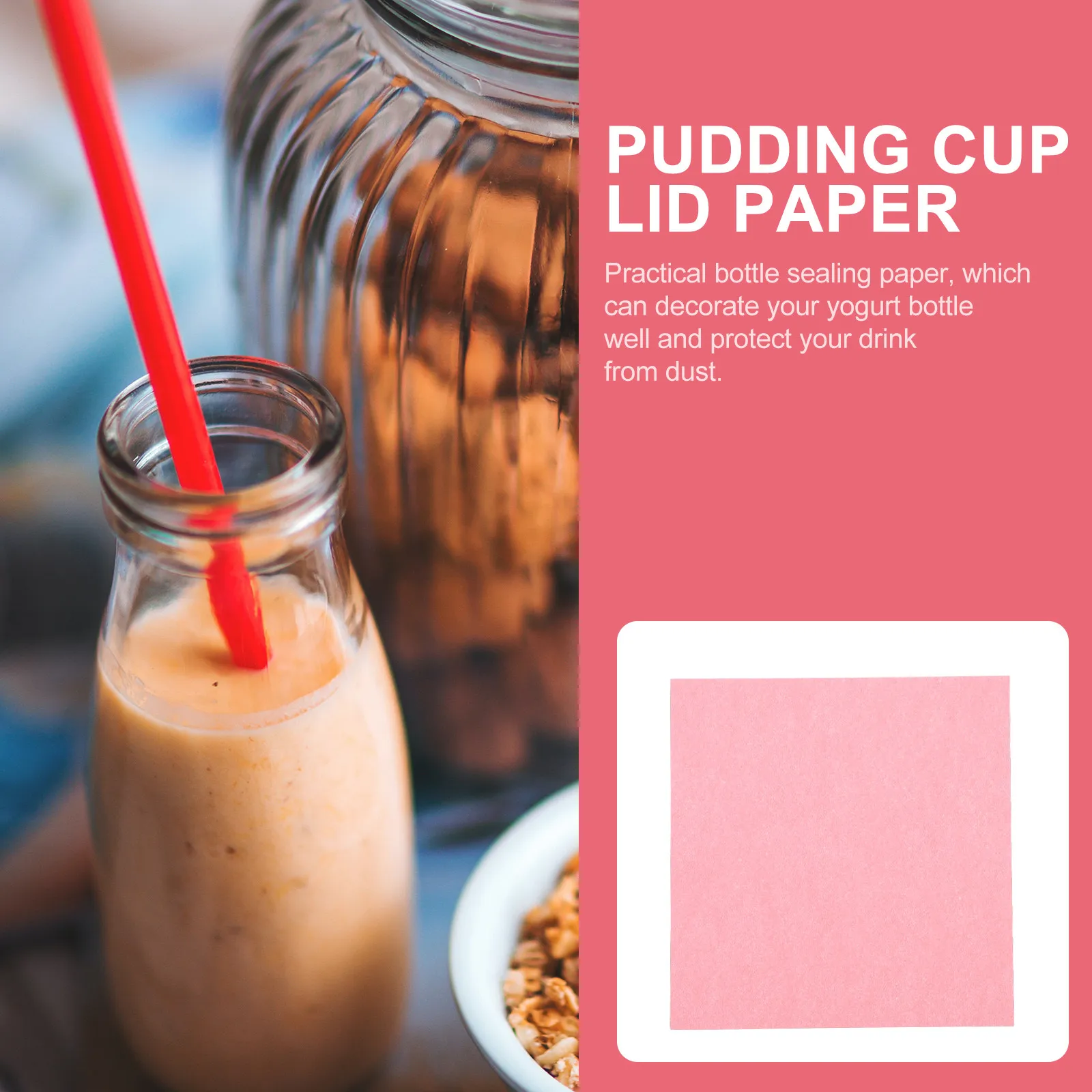 100Pcs Jar Cover Paper Glass Jar Lid Decor Pudding Wrapping Papers Practical Decoration Effect Gift Idea Pudding Wrapping Paper