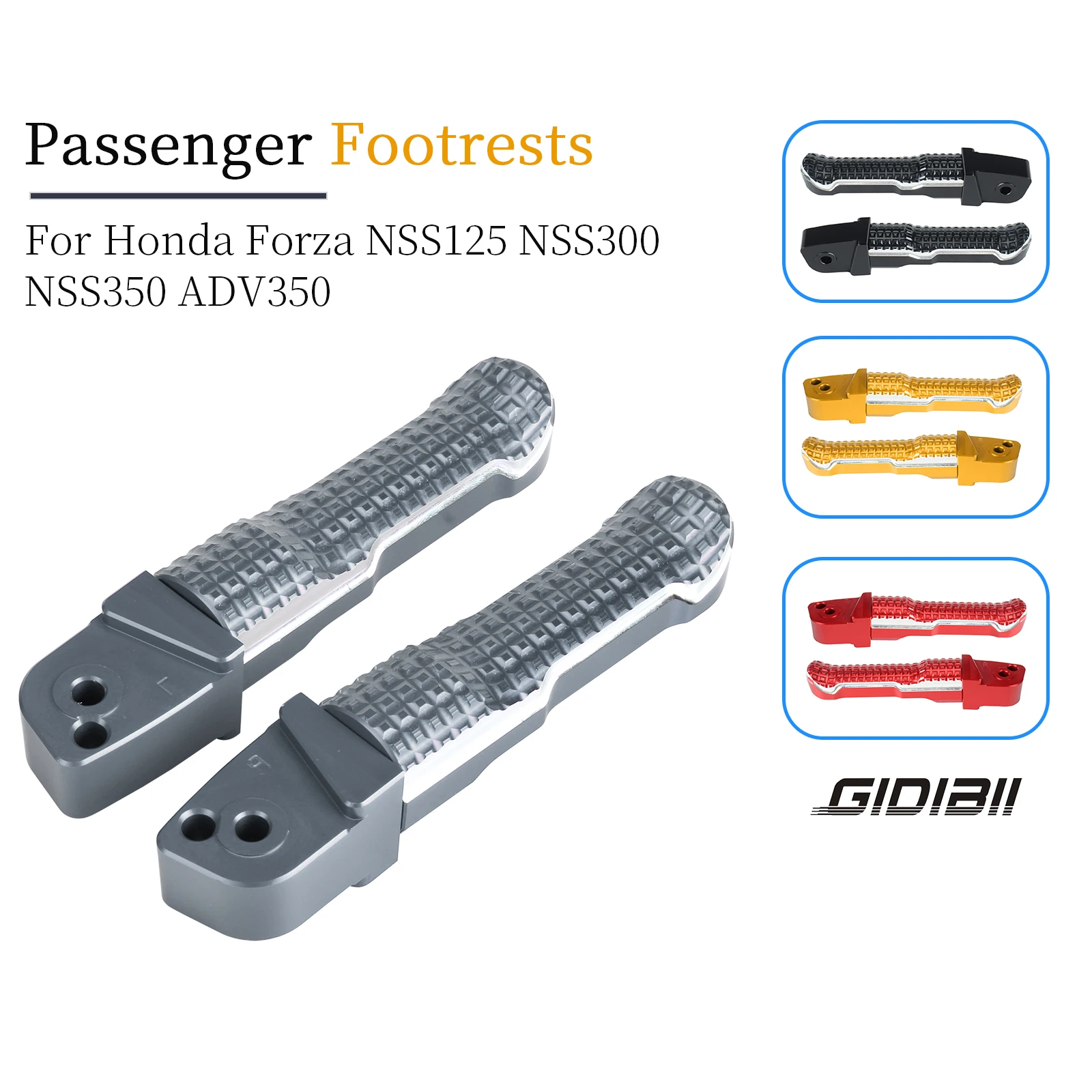 

1 Pair Aluminum Rear Footrest For Honda Forza NSS125 NSS300 NSS350 ADV350 Passenger Foot Pedals Motorcycle footpegs