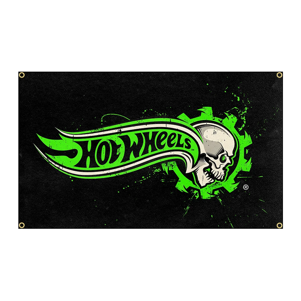 90x150cm 3X5FT Hot Wheels Racing Car Flag Polyester Digital Printing Banner for Bedroom Wall Art Out Door Decoration