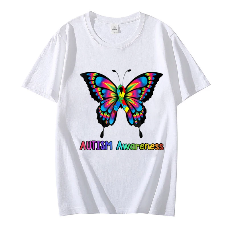 Vrouwen T-Shirts Mode Nieuwe Grafische Tops Autisme Bewustzijn Vlinder Print Kids Top Tshirt Dames T-Shirt Dames Kleding T-Shirt