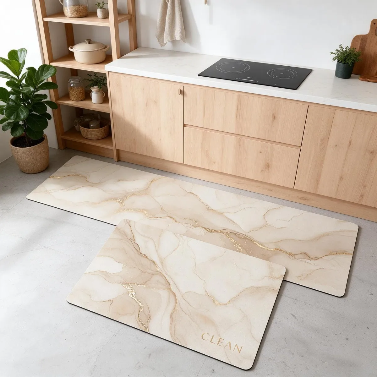 Tappetino da cucina in fango di diatomee, spesso e resistente, con fondo in gomma antiscivolo, assorbente, disponibile in versione lunga o quadrata, ideale per cucina, bagno, toilette, ingresso e sala