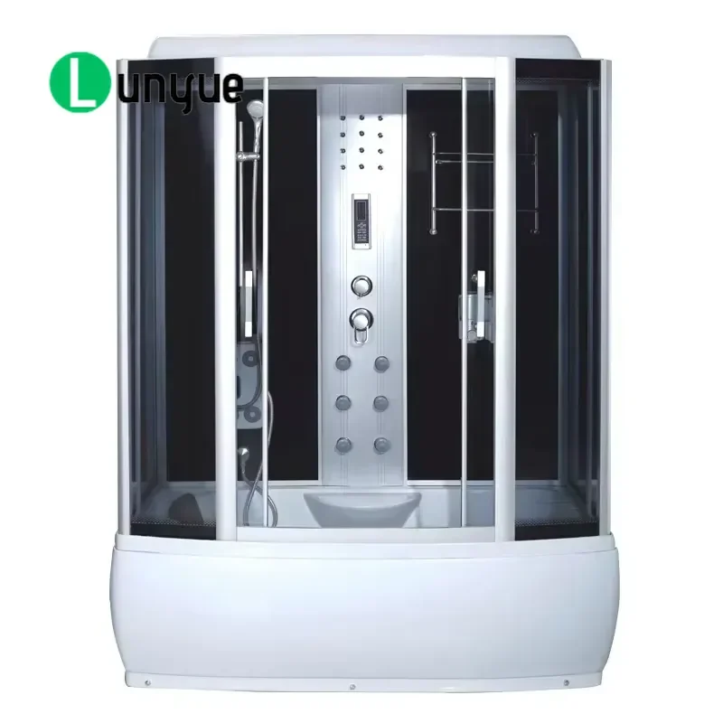 Rectangular Tempered Glass Shower Enclosure Sliding Door Contemporary Corner Bathroom Cubicle Hardware Fittings Easy Clean