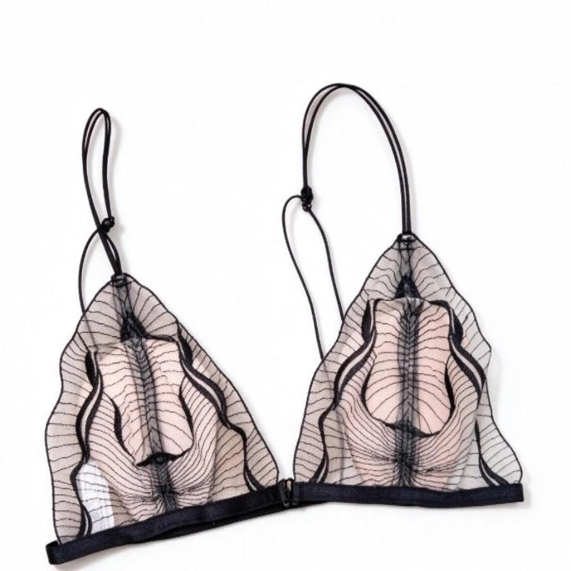 Hot French Front Button Sensual Lingerie Set Ultra Thin Breathable Summer Bralette Wirefree Beauty Back Bra & Panty Set MOYISU