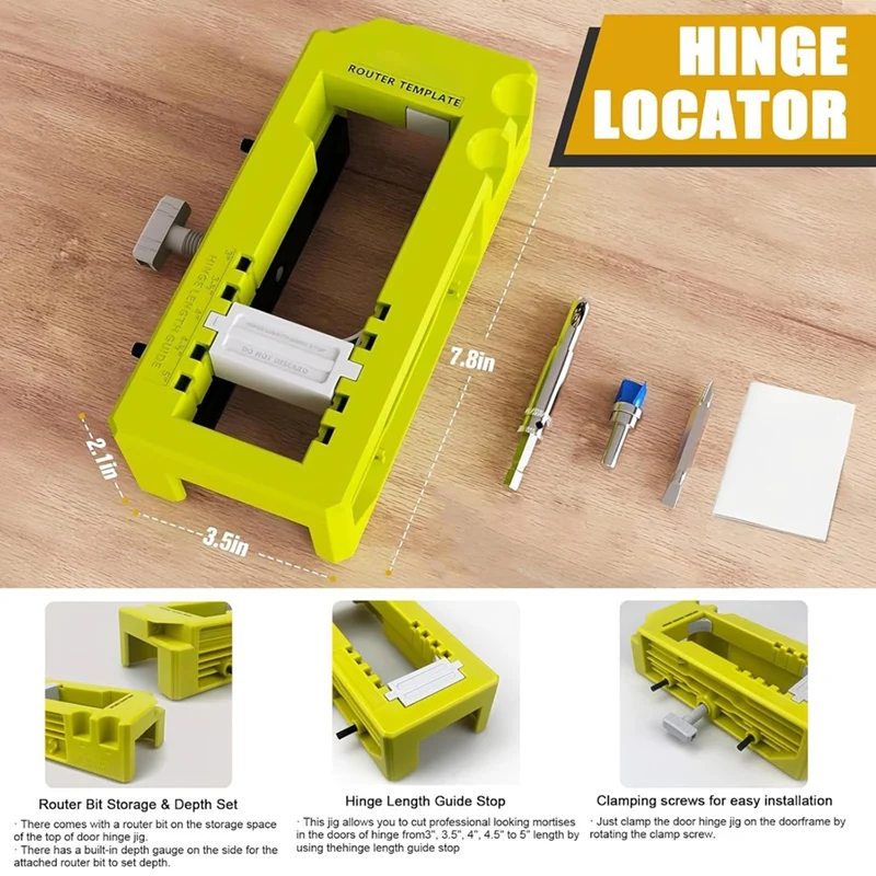 Modello per router cerniera porta per lunghezza da 3" a 5" e spessore 1/4" Or7/8" Solo Fordoors