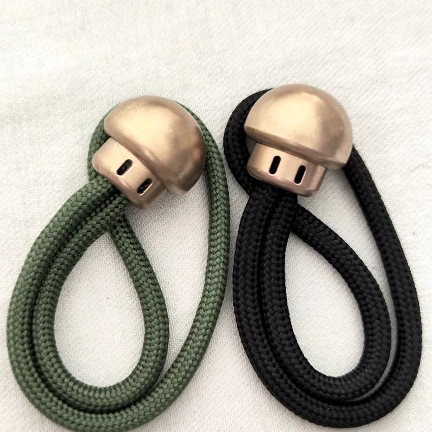 1 Piece CNC Machined Stone Wash Brass Mushroom Shape Paracord Bead, Lanyard Beads for EDC Knife Flashlight