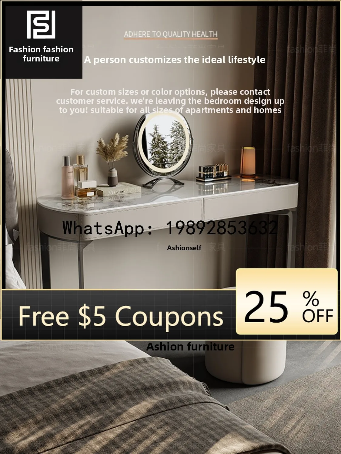 

T29 Bedroom Solid Wood Makeup Table Minimalist Vanity Modern Simple Small Apartment Saddle Leather Makeup Desk