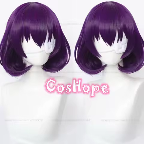Midari Ikishima Cosplay Wig 35cm Short Bob Wig Women Black Purple Wig Cosplay Anime Cosplay Wigs Heat Resistant Synthetic Wigs