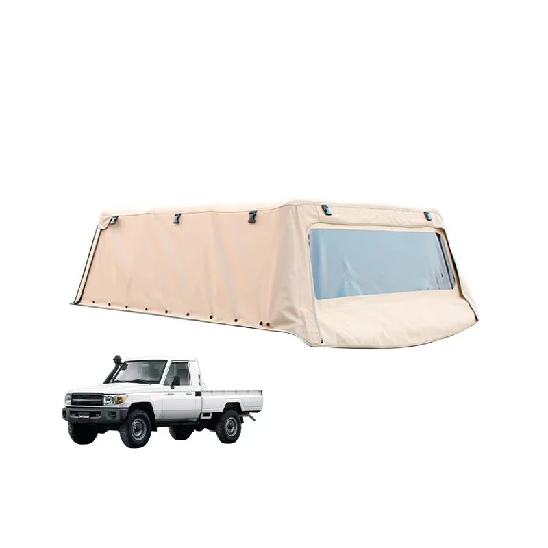 Soft High Canopy Waterproof Truck Bed Cover, Beige & Black Tall Soft Topper for Toyota‘s’ Land Cruiser LC79 Extended Long Tray