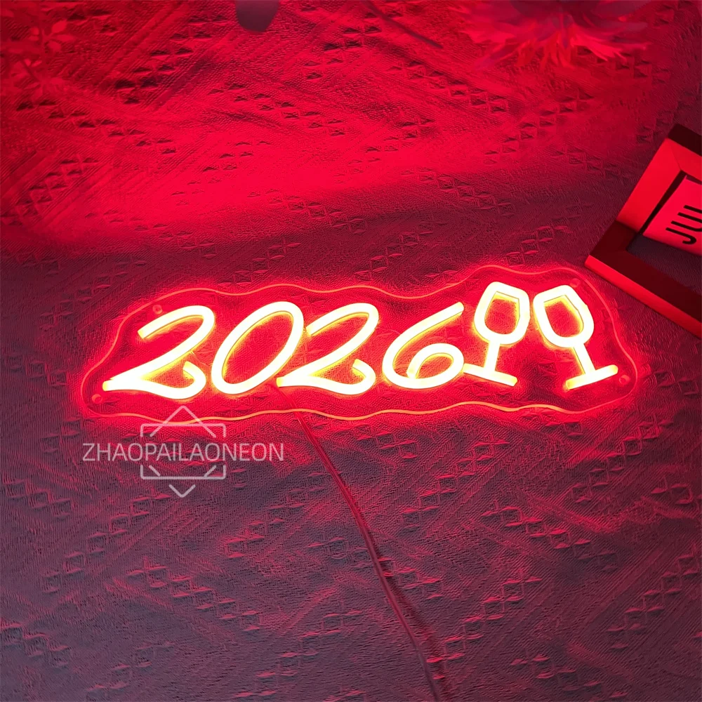 2026 النيون وحدة إضاءة LED جداريّة غرفة ديكور الحفلات عيد الميلاد ضوء النيون سنة جديدة سعيدة ديكورات جدرانية للمنزل تخصيص الهدايا #3