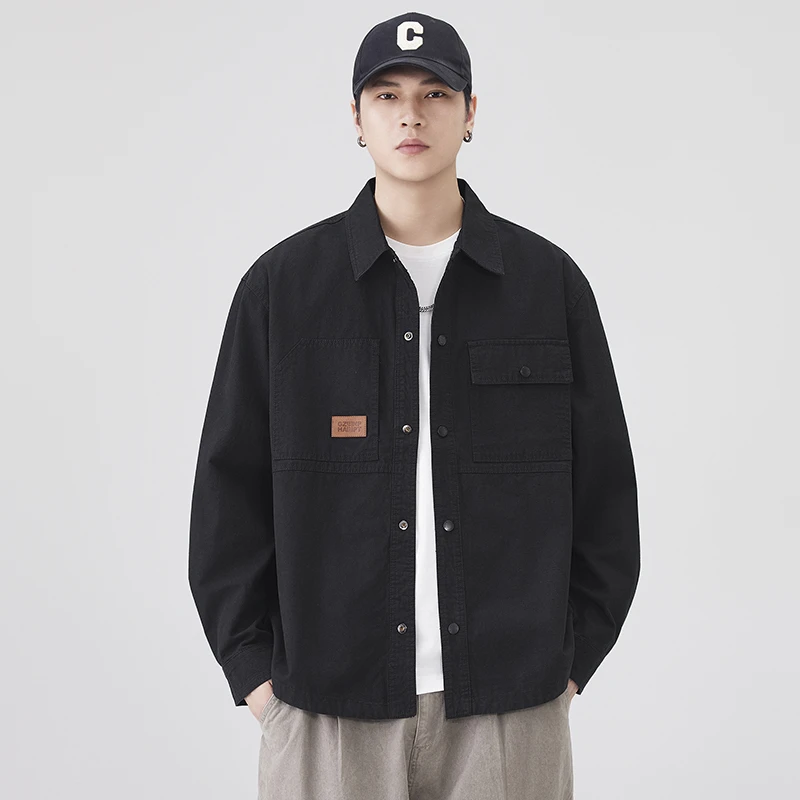 

Men High Quality Pure Cotton Loose Casual Plus Size Long Sleeve Cargo Shirts Cityboy Outdoor Streetwear Fashion Shirt Blouses