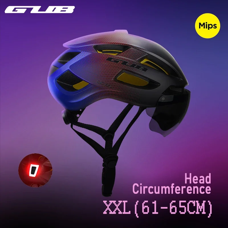 GUB 61-65cm Road Bike Cycling Helmet with Taillight MIPS MTB Bicycle Helmet Man's Women E-bike Riding Safety Cap with Tail Light