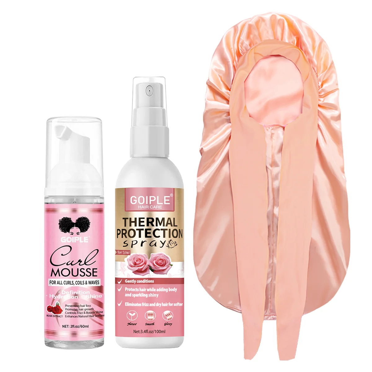 Espuma para Rizos, Hidrata, Mejora la Elasticidad, Brillo y Control de Rizos, Spray Protector de Calor para Proteger el Cabello del Daño Causado por el Calor y los Rayos UV