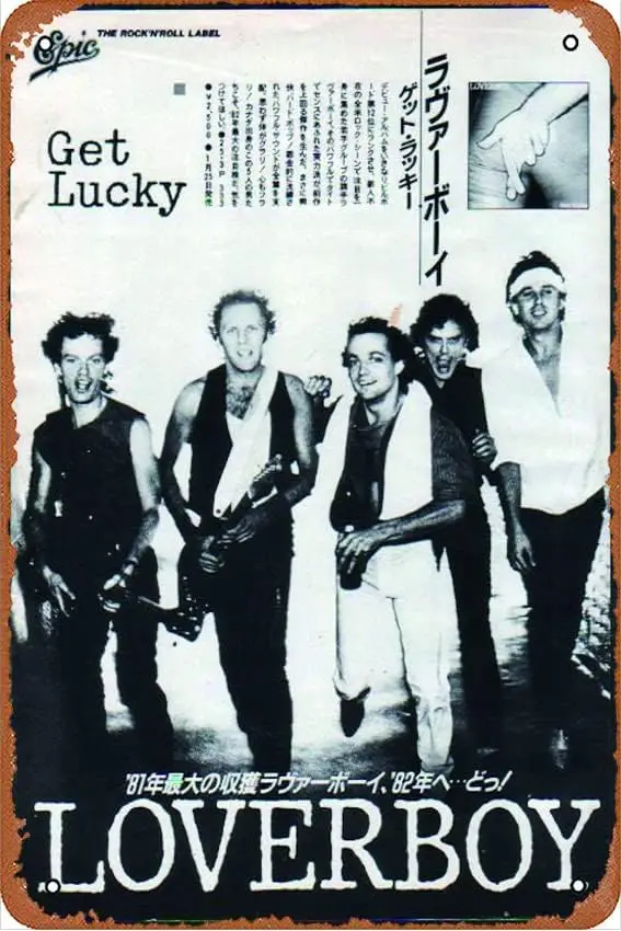 Loverboy 1982/02 Get Lucky pop/rock Poster Metal Sign Tin Metal Retro Wall Decor for Home,Street,Gate,Bars,Club ,Restaurant sign