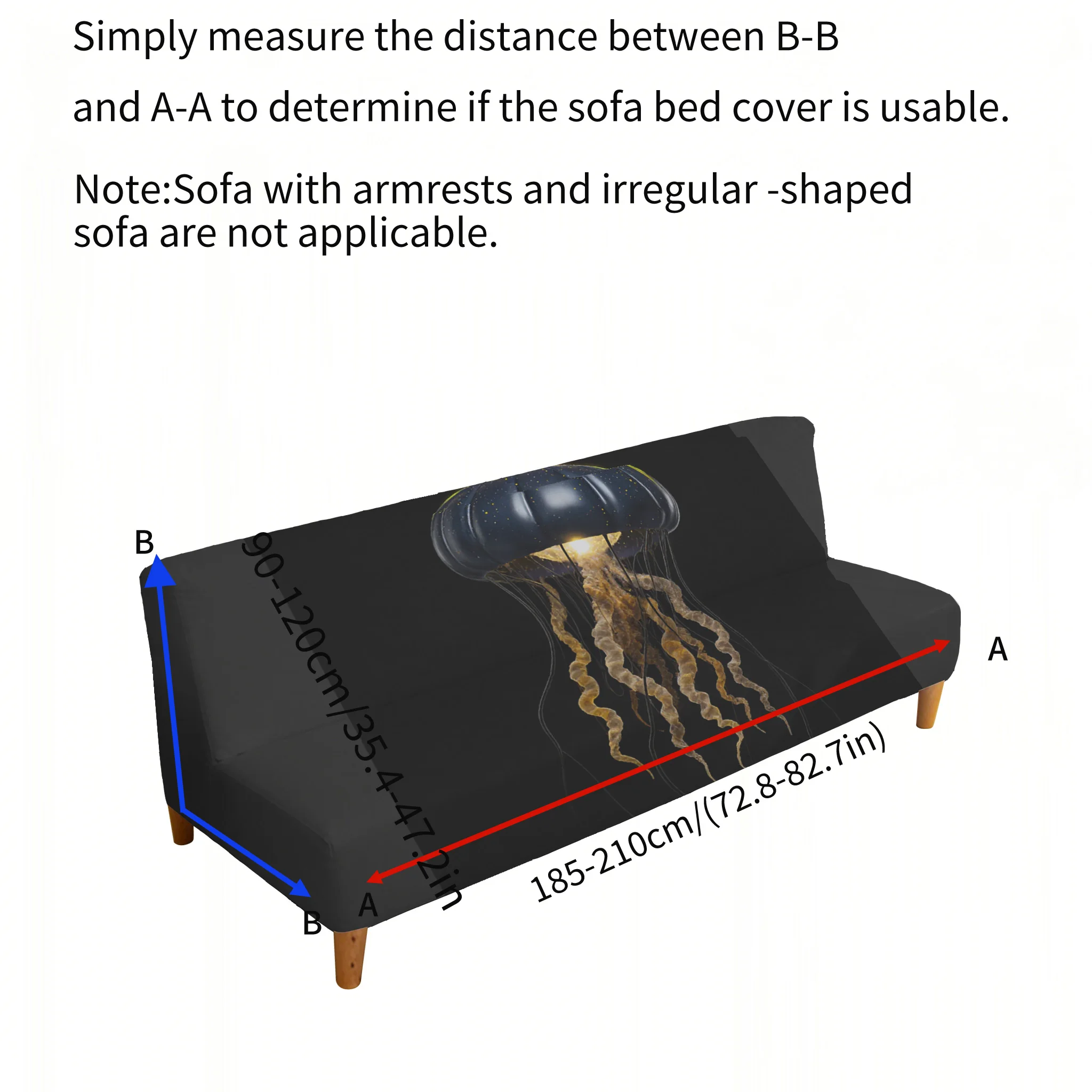 All-inclusive elastic sofa bed cover, black gold light luxury jellyfish sofa bed cover, easy to install, machine washable