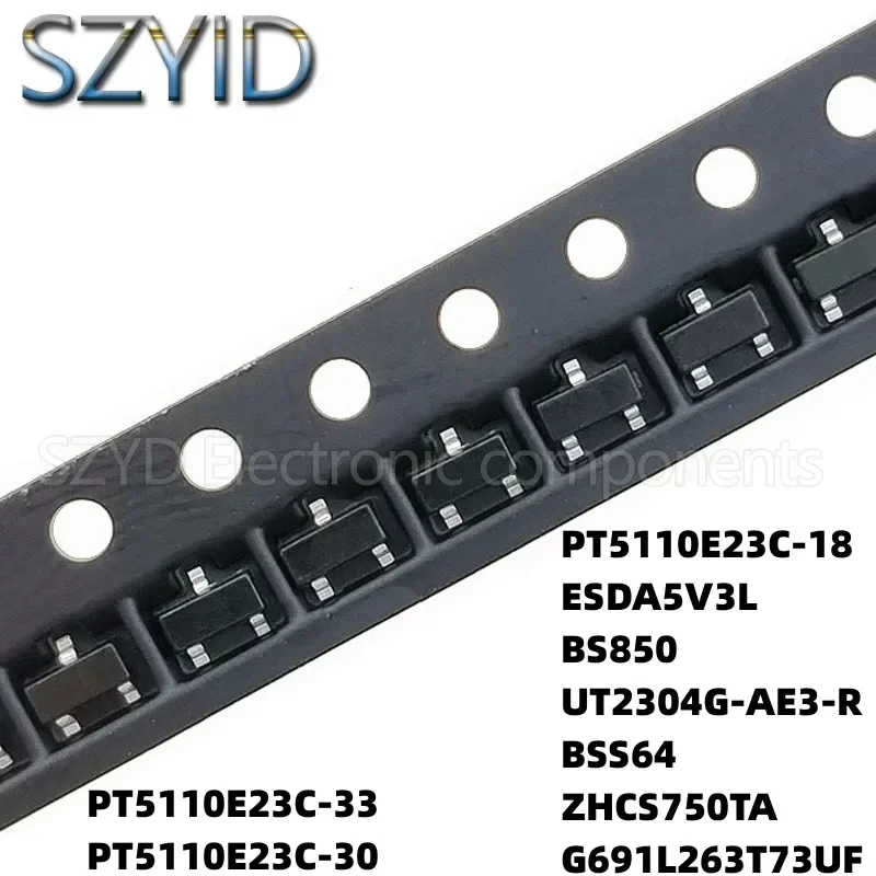 100PCS SOT23 PT5110E23C-33 PT5110E23C-30 PT5110E23C-18 ESDA5V3L BS850 UT2304G-AE3-R BSS64  G691L263T73UF