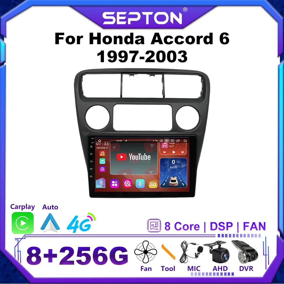 

SEPTON Android12 Car Stereo Radio For Honda Accord 6 1997-2003 8+128G GPS 8core WIFI 4G Multimedia Player Head Unit CarPlay