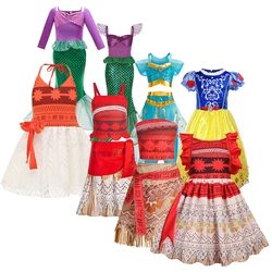 Girls Dress Kids Moana Jasmine Snow White Cosplay Dresses Kids Princess Birthday Dress Up Girls Party Tops and Pants Clothing