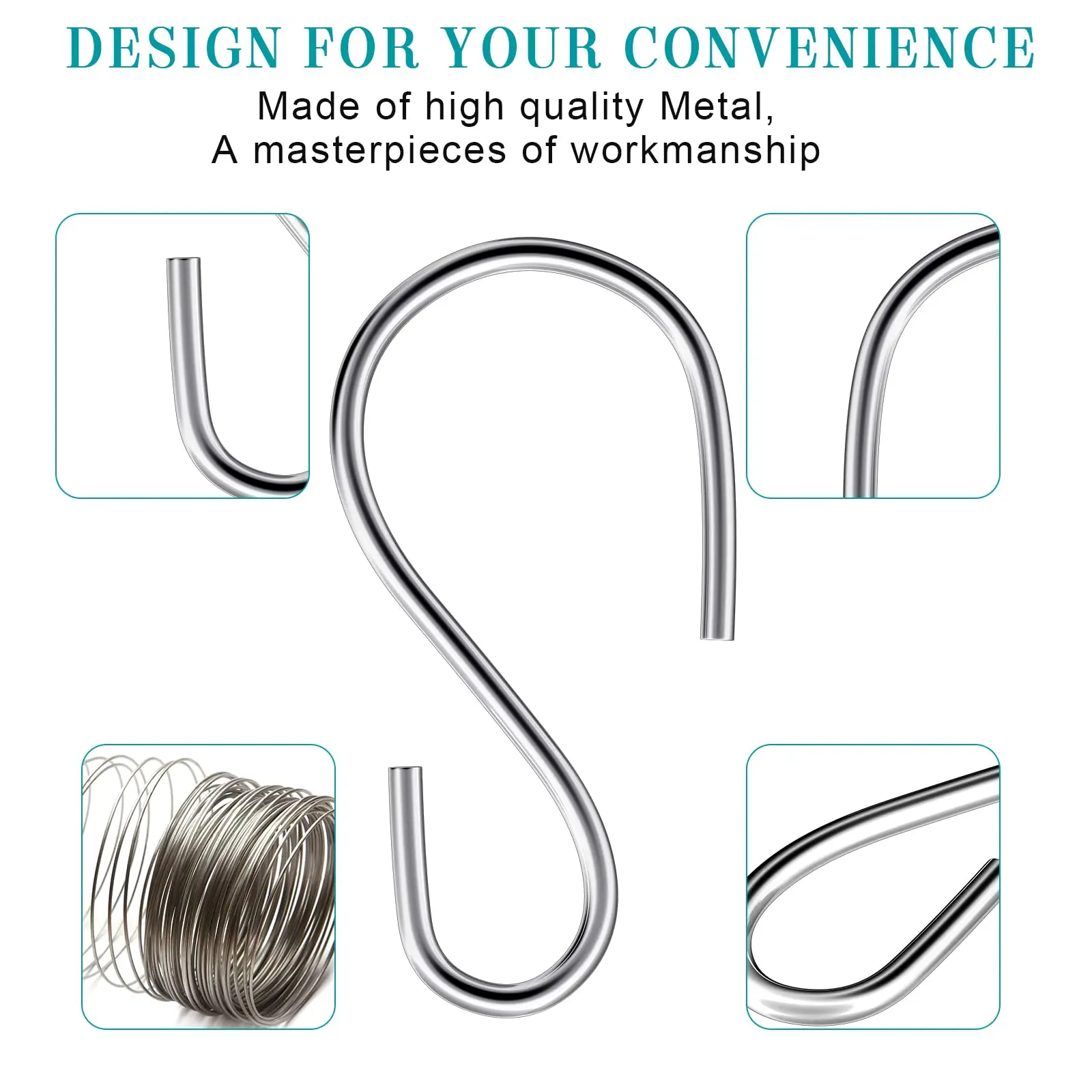100PCS Mini S Hooks Metal S Shaped Wire Hooks 2.6x1.5cm Silver Hanging Hooks for Plants Christmas