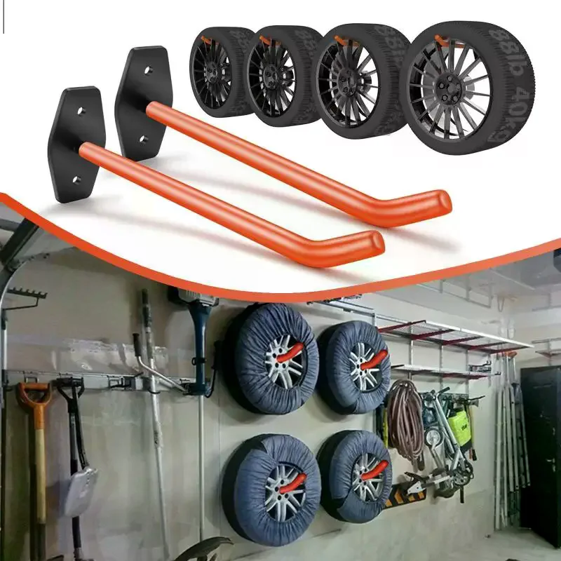 1pc Heavy Duty Garage Hooks 20KG Load Anti Slip Coating Carbon Steel Wall Mounted For Bikes Ladders Storage