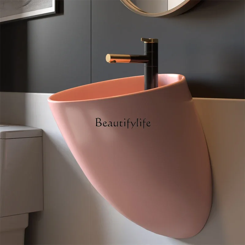 yj21Wall-mounted Single Basin Ceramic Wall-mounted Bathroom Sink Small Apartment