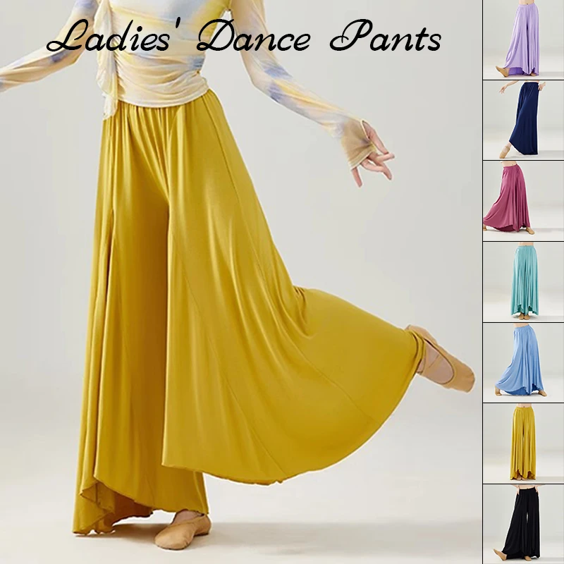 

Lotus Leaf Style Loose Wide Leg Dance Pants for Women Classical Chinese Uniform Practice Outfit Four Seasons New Fashion Design