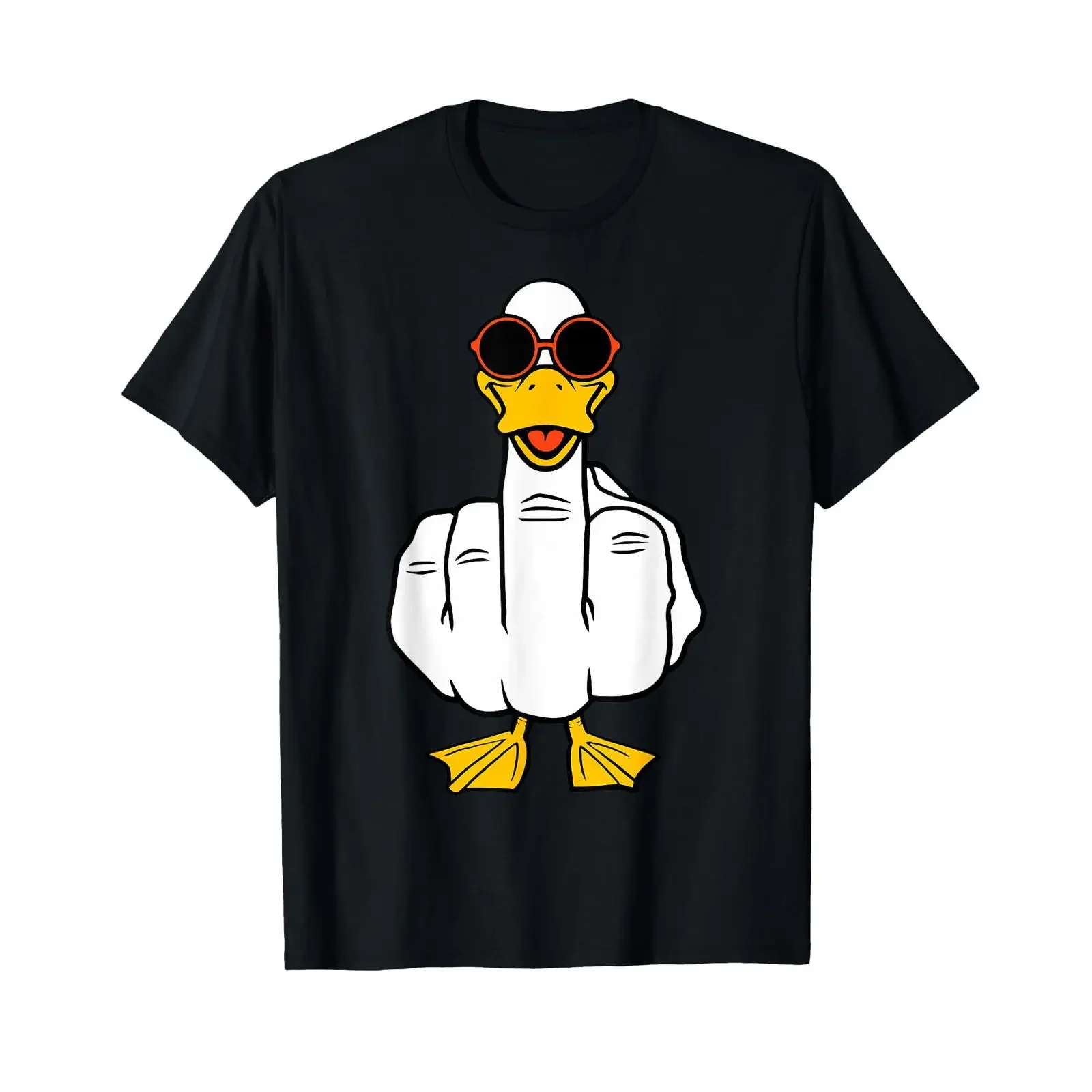 Middle Finger Funny Duck Inappropriate Rude Antisocial T Shirt vintage Washed Breathable Soft streetwear Top For Everyday Wear
