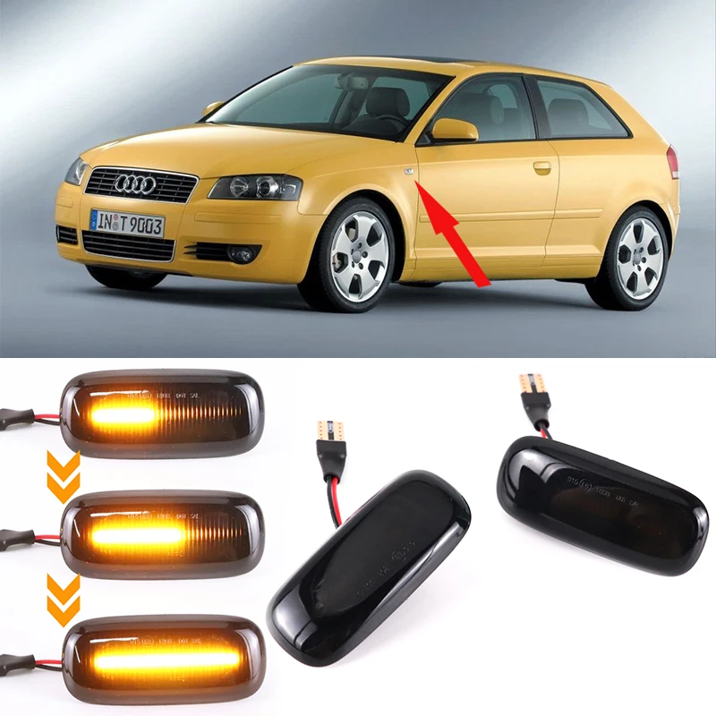 

2X LED Dynamic Side Marker Turn Signal Lights Indicator Lamps 8n0 949 127a For Audi A3 S3 8L 00-03 A8 D2 99-02 TT 8N 2000-2006