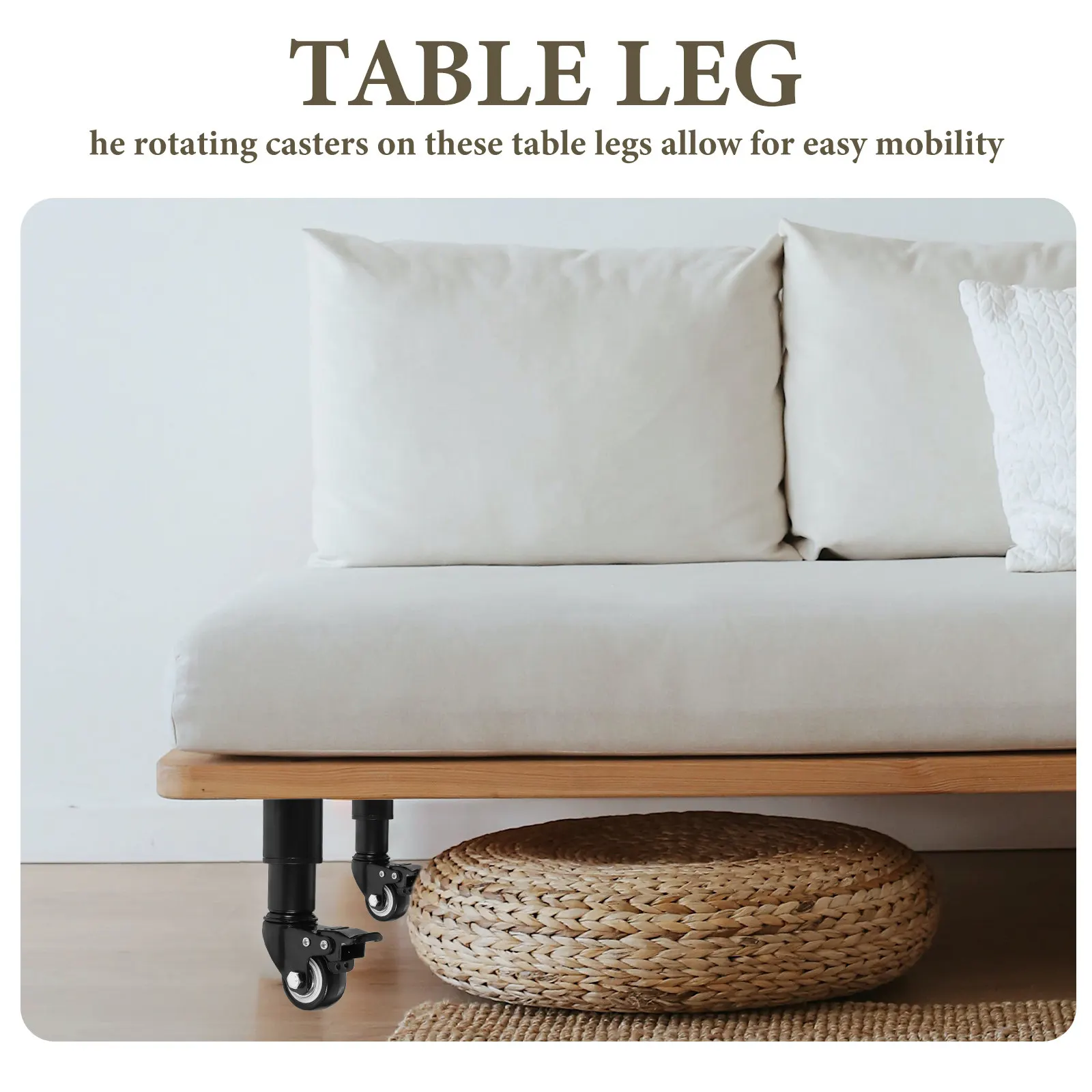 4Pcs Sturdy Adjustable Metal Table Legs with Swivel Casters for Furniture Mobility Easy Install Rust Resistant Cabinet Dresser