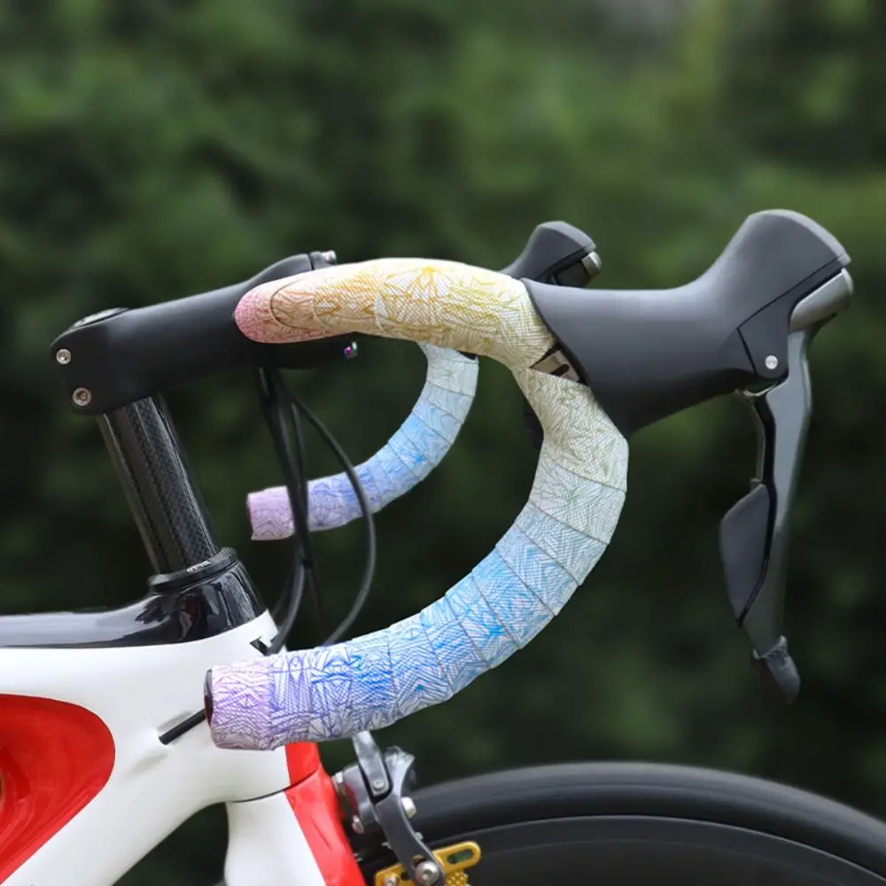 

Two Rolls Ice Cracks Cycling Handlebar Tape Gradient Color with Handle Blocking Handle Bar Tapes Colorful Non-slip