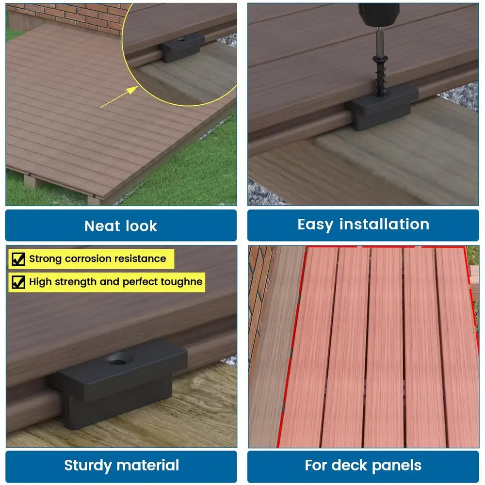 Attaches de pont cachées avec vis en métal, terrasse composite, clips, 500 pièces, 250 SQ.FT Surface sans ongles, conception dissimulée