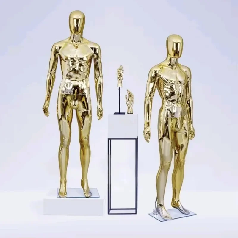 Men's Mannequin for Wedding Dress Display Electroplated Silver Gold Body Prop Fashion Photography Dummy Model Eye Catching