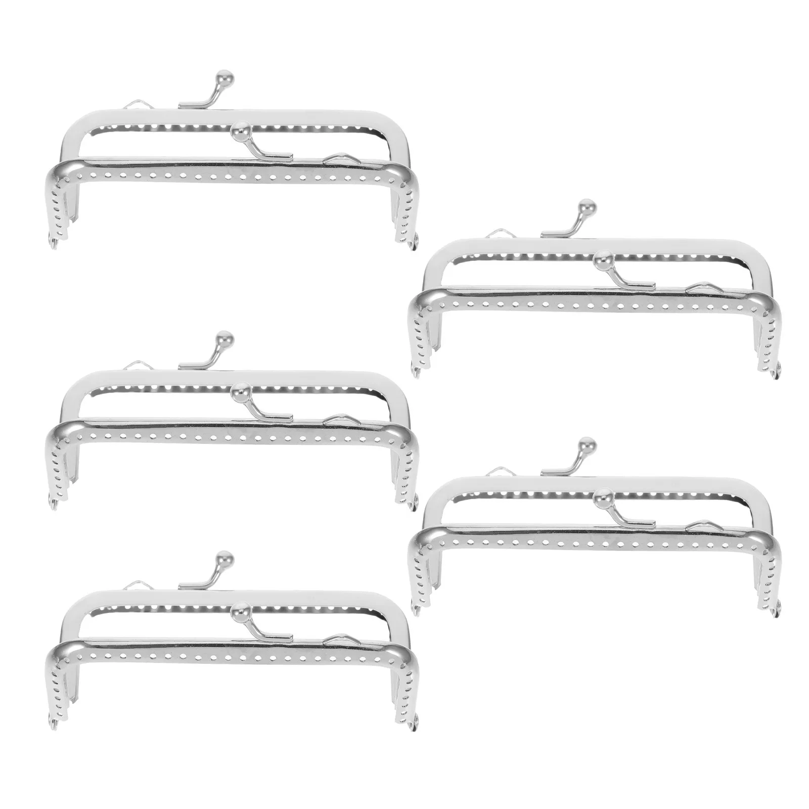 

5Pcs Square Surface Purse Frame 10.5cm Metal Silver Beads Lock Handbag DIY Craft Coin Purse Making Accessories