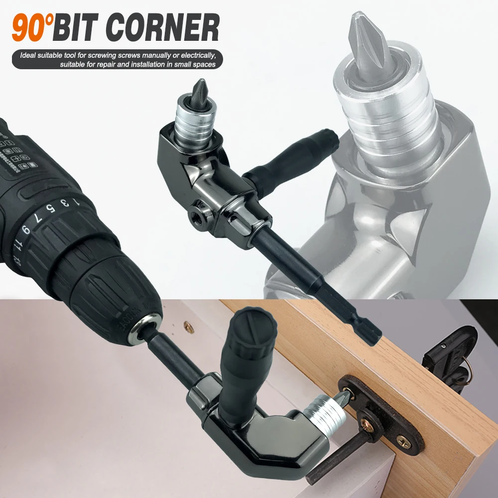 Self-Locking 90 Degree Right Angle Screwdriver Holder Drive Bit Angle Extension Electric Screw Driver Angle Driver Hand Tools