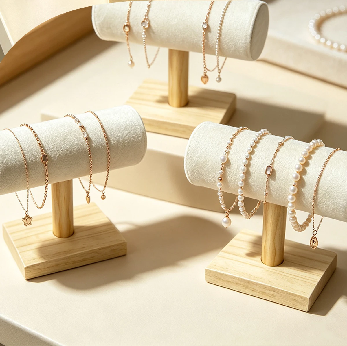 Schmuckständer aus Holz, Armbandhalter, Halsketten-Präsentationsständer, Schmuckaufbewahrung für Schlafzimmer, Kommode, Heimdekoration – Detail 3