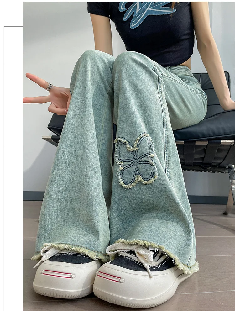 new spring autumn casual cotton brand female women girls stretch high waist do old flare jeans