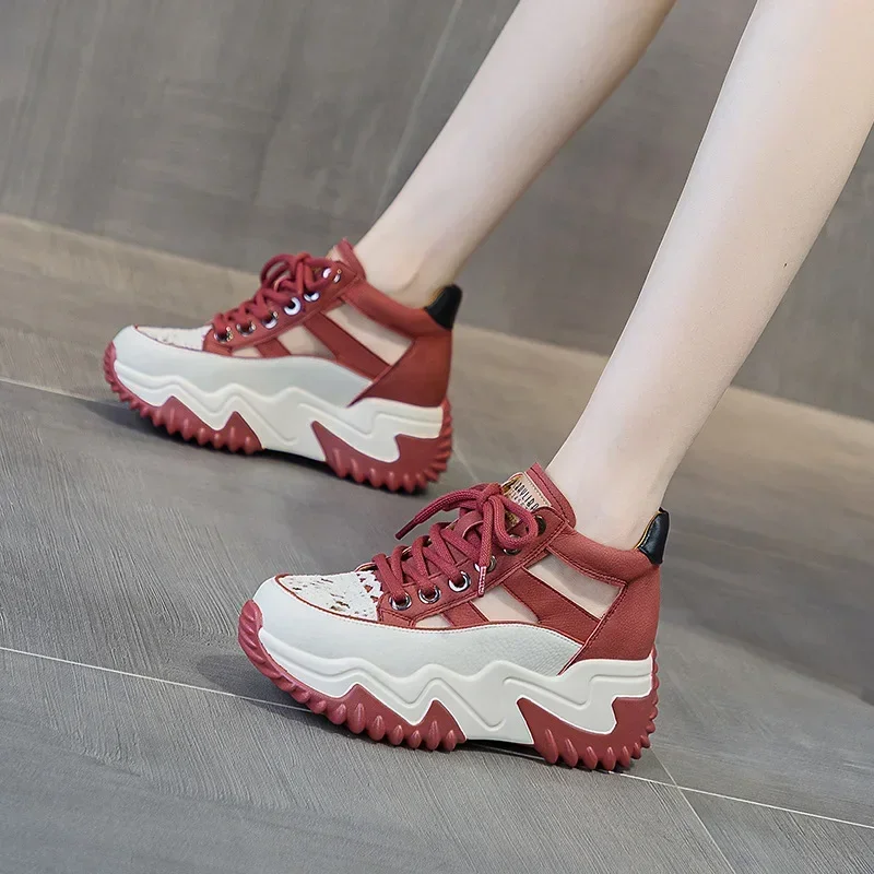 Female Wedge ShoesSilver Platform Sneakers Women Height Increasing Wedges Shoes Casual 2024 New Zapatillas Mujer