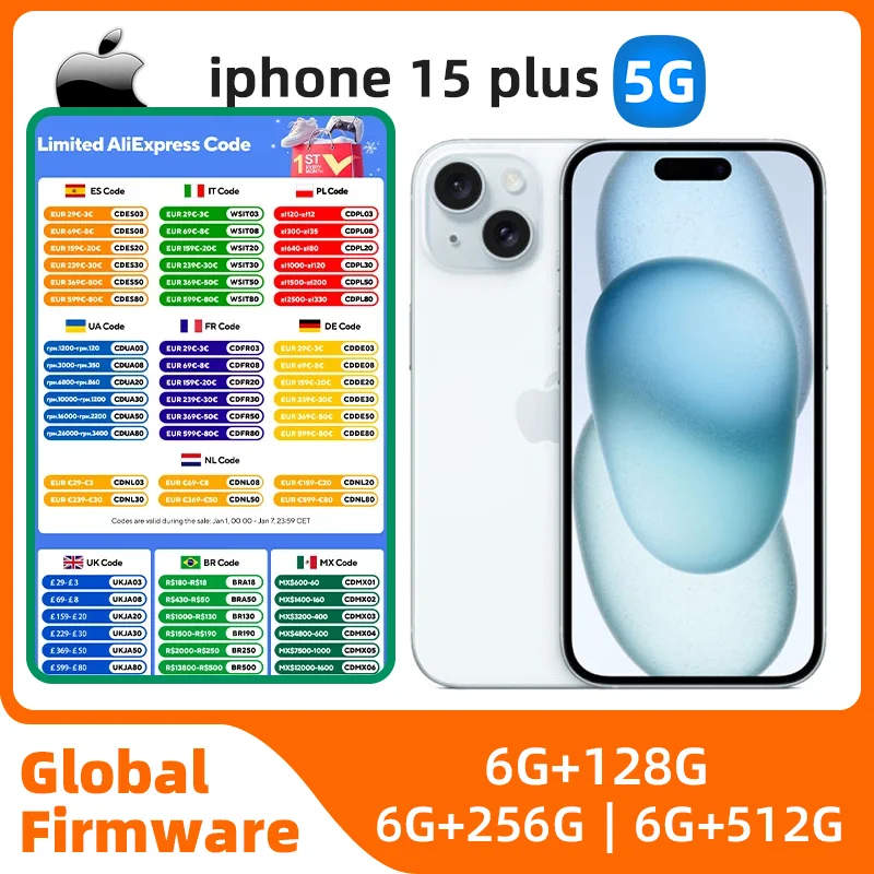 Apple iphone 15 plus 5G 6.7'' 6GB RAM 256GB/512GB ROM A16 Bionic Chip iOS 17 All Colours in Good Condition Original used phone