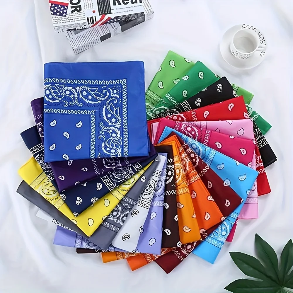 

12pcs (unisex) polyester paisley batik bandana, all polyester hip hop street dance outdoor cycling scarf
