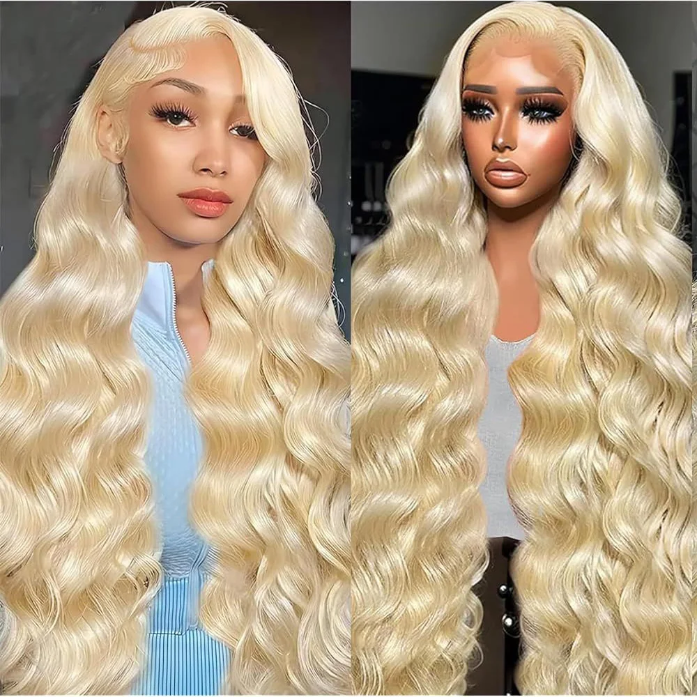 Loira do laço frontal peruca com cabelo do bebê, onda do corpo, cabelo humano perucas, 26 em, 28 em, 30 em, 613