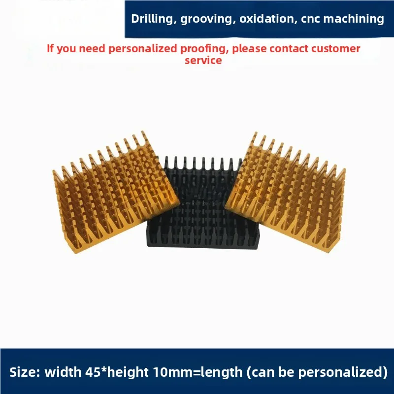 Aluminum Profile Heatsink 45×45×10mm, Aluminum Thermal Block for Electronics, Chip Cooling, Motherboard and Power Supply PCB