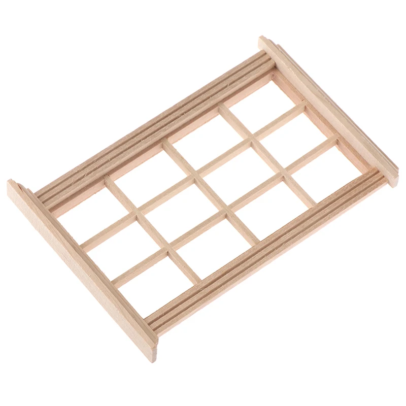 1:12 Dollhouse Miniature 12-pane Wooden Window Frame Model Furniture Accessories For Doll House Decor Kids Toys Gifts